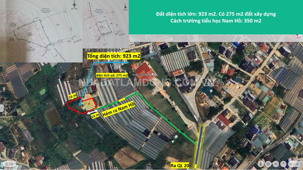 Bán đất Nam Hồ, phường 1, TP Đà Lạt.
